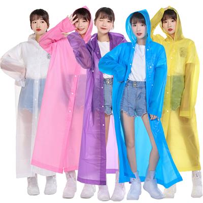 Förtjockad Långärmad Enkelknäppt Vuxenponcho Dragsko Genomskinlig Vuxen Barn Regnrock Utomhusartiklar