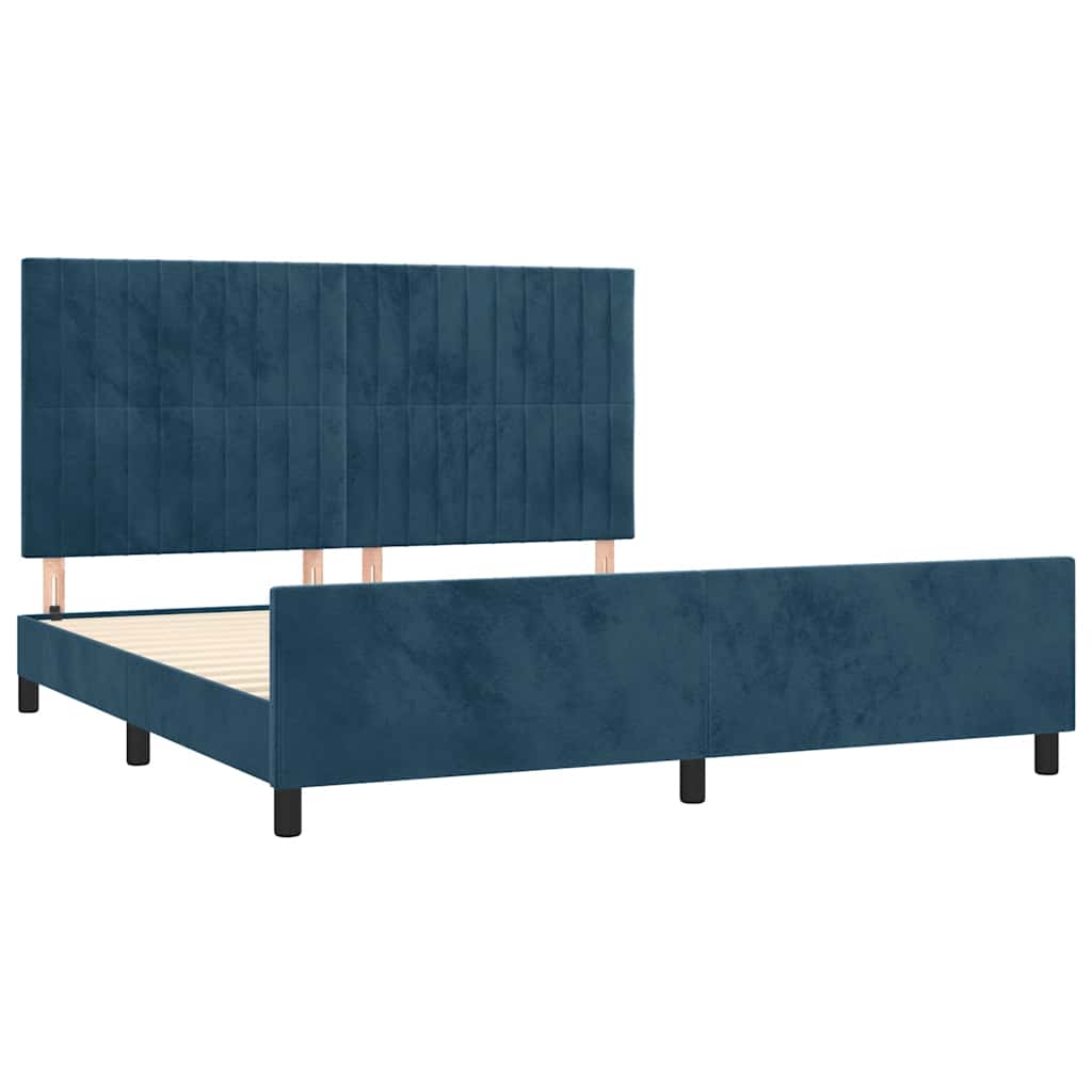 Bed Frame with Headboard Dark Blue 180 x 200 cm Velvet