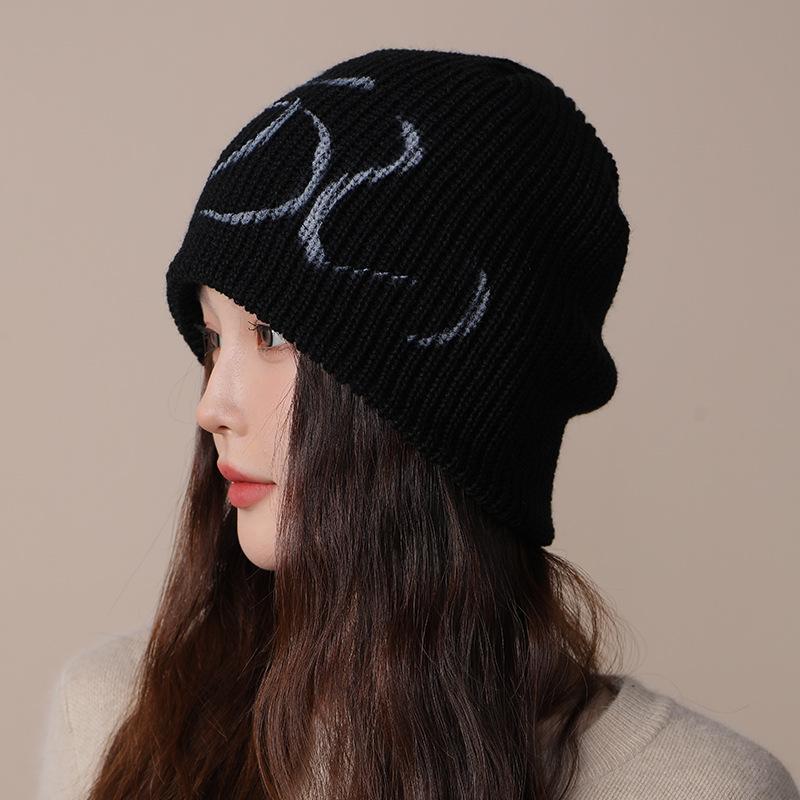 Japanese Y2k Hot Girl Hat Female Letter Knitted Hat Street Retro Woolen Hat Autumn and Winter New Warm Cold Hat for Men