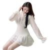 High sense Korean French gentle wind small waist short skirt ruffle edge shirt dress fairy short skirt