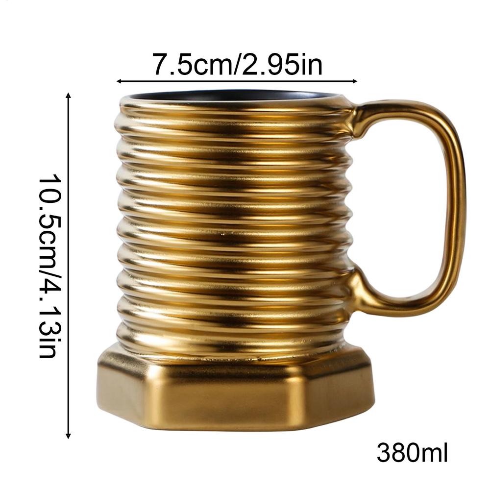 Spiral Hexagonal Coffee Mug 380ml Screw Design Heat Resistant Drinkware for Cappuccino Milk Tea Beer Home Cafe Restaurant Use