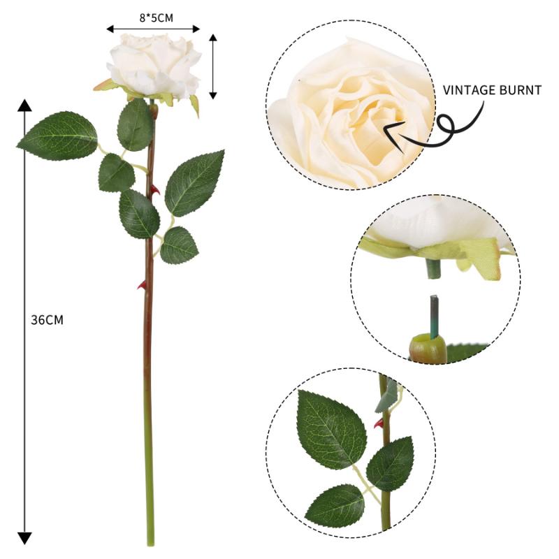 12Pcs Artificial Rose Flower with Single Stem 36cm Silk Material Fake Roses Used To Decorate The Bridal Bouquet Wedding Center Decorations Flower Wall