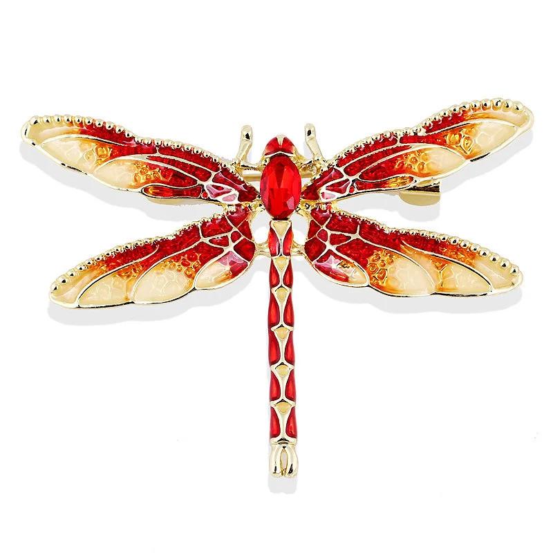 SKEDS High-end Women Men Fashion Crystal Dragonfly Boutique Badges Brooch Luxury Heavy Industry Rhinestone Pin Buckles For Lady