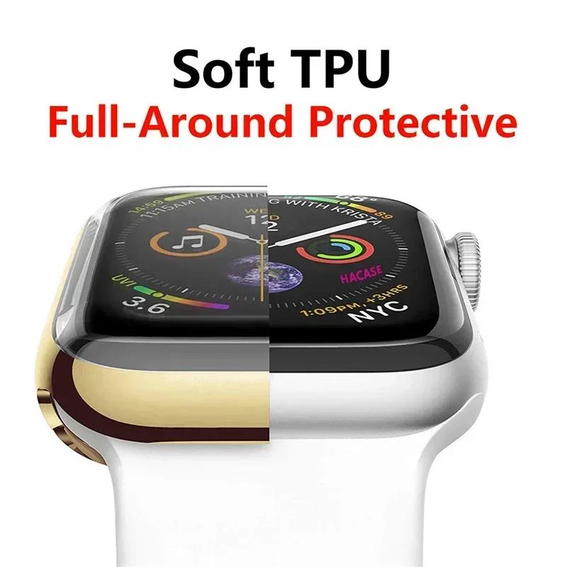Cover For Apple Watch Case 44mm 40mm 45mm 41mm 42mm 46mm 38mm Screen Protector Silicone Bumper Iwatch Series 3 4 5 6 Se 7 8 9