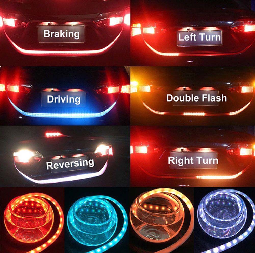 Striscia LED a Flusso 12V per Auto Barra Luci Segnalazione Svolta Portellone Lampada Strisce Baule