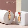 Simple Small Heart Drop Earrings for Women Creative Gold Color Enamel Fish Earrings Bohemia Beach Summer Holiday Jewelry