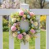 Spring Wreaths For Front Door Colorful Eggs Daisies Spring Garland 15.75inch Artificial Easter Outdoor Door Wreaths Decoration