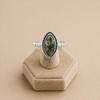 Green Moss Agate Marquise Ring 6x12mm, 925 Sterling Silver Statement Ring, Natural Boho Gemstone Jewelry