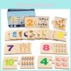 Educational Wooden Puzzle With Numbers And Animal Food Matching Kids For