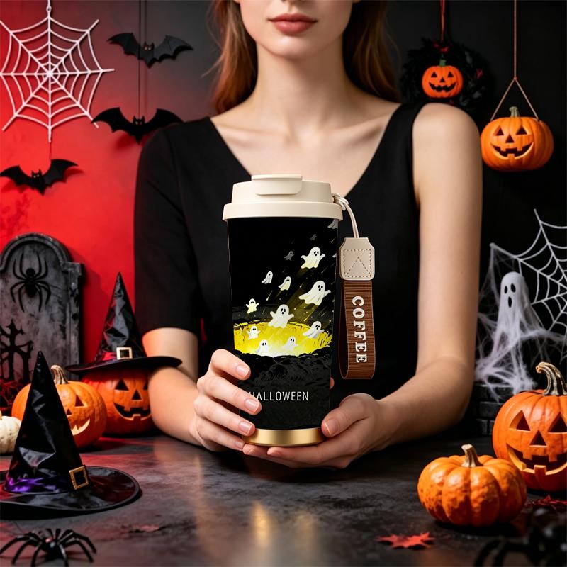 Halloween Coffee Cup 532ml Cave Ghost MotifCar Portable Cup Commuter Coffee Cup Large Capacity Tea Cup Coffee Cup 532ml