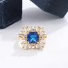 Exquisite Luxury Gold Ring Blue AAAA Zircon Women Ring Jewelry Hip Hop Punk Couple Wedding Jewelry Women Rings