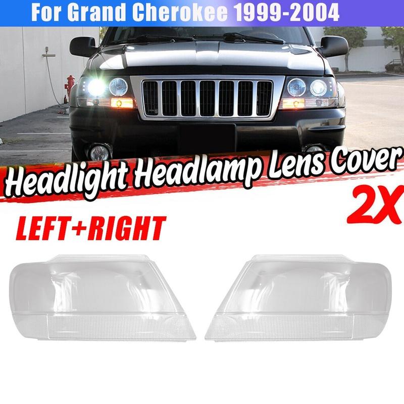 WO-Side For Jeep Grand Cherokee 1999-2004 Car Headlight Lens Cover Head Light Lamp Lampshade Front Light Shell Cover