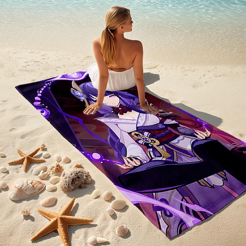 1pc Genshin Impact Beelzebul1 Beach Towel, Comfortable and Thick, and Swimming/Bath/Picnic/Camping Towel, Suitable for Seaside Beaches