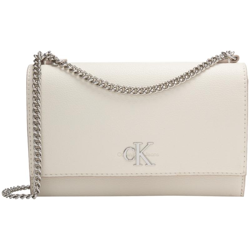 

Calvin Klein Minimalist Metal Buckle Chain Flap Pebbled Texture Crossbody Shoulder Bag Medium Women Bags Chalk-White DH2806-67U 67U-Chalk White
