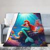 Little Mermaid Cartoon Princess Blanket Fleece Spring Autumn Portable Super Soft Throw Blanket for Sofa Outdoor Rug Piece