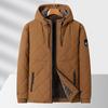 New Autumn and Winter Cotton Coat for Men's Hooded and Velvet Diamond Plaid Warm and Cold-proof Cotton Coat