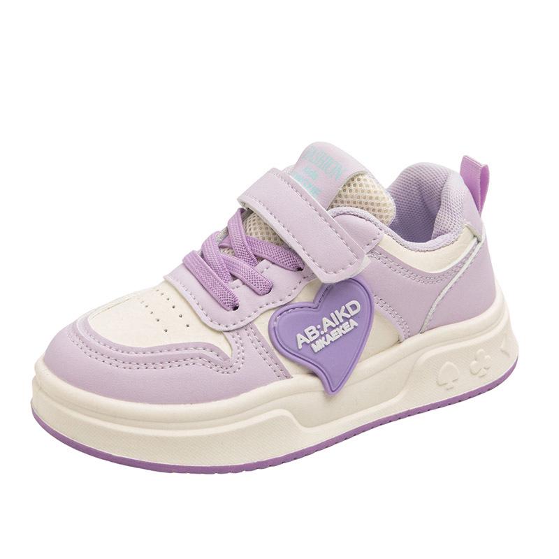 Girls' 2025 Spring/Autumn Soft-Soled Leather Sneakers for Young and Older Kids - Casual Board Style.
