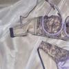 Neue Frauen Unterwäsche Set Sexy Spitze Hohl Push-Up Bh Set Lavendel Blumen Stickerei Französisch 1/2 Dünne Tasse Büstenhalter und Höschen