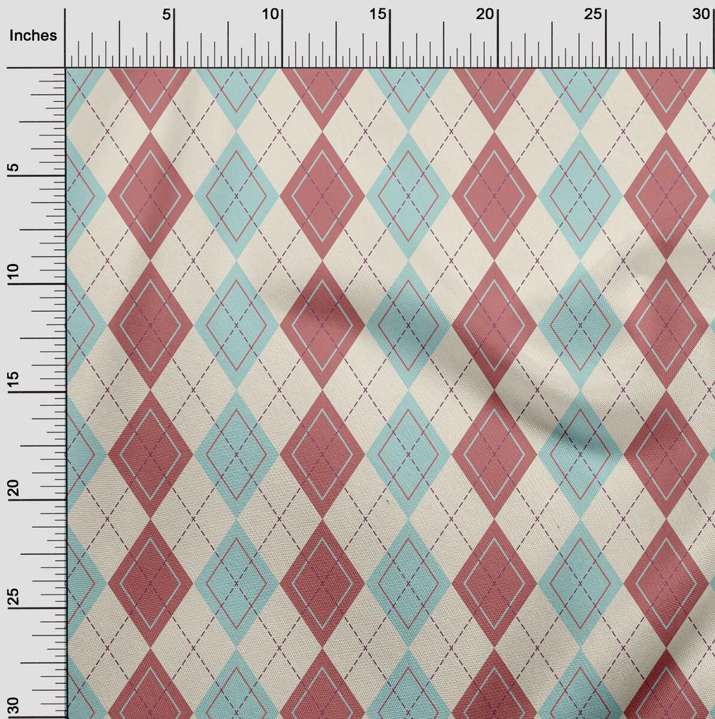 oneOone Cotton Flex Dark Rose Brown Fabric Argyle Quilting Supplies Print Sewing Fabric By The Yard 40 Inch