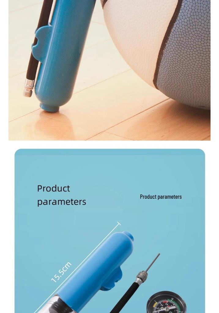 Dual-Purpose Inflator with Plastic Nozzle & Needle for Basketball, Football, Volleyball, Balloons, and Swim Rings