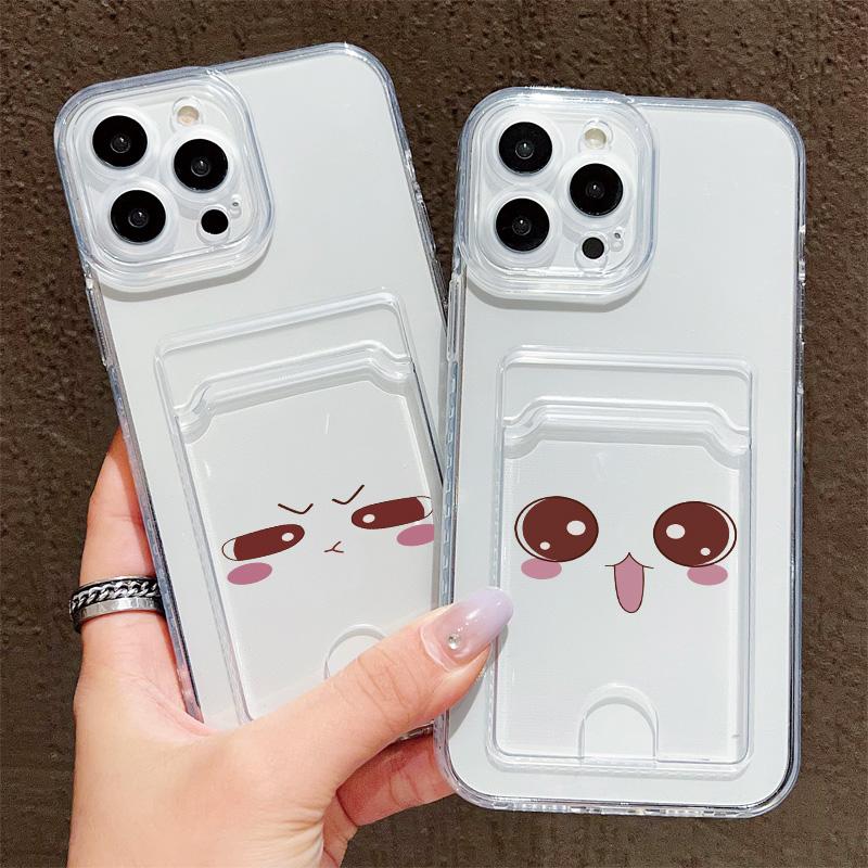Kartenfach Halter Silikon Brieftasche Tasche Hülle Für Oppo Reno 14F 12F 13F iPhone 14 16 15 Redmi Note 12 13 Pro Samsung A54 A24 Hülle Transparent Handy Bumper