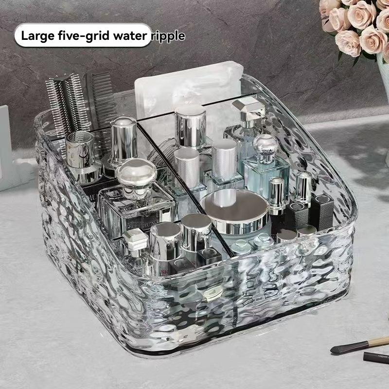 1Pc/Luxury Acrylic Desktop Storage Box, Trapezoidal Compartment Cosmetics Storage Box, Transparent Lidless Storage Box