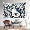 Sanrio Hello Kitty Kuromi My Melody Tapestry  Cute Anime Wall Decor Soft Terry Cloth Blue Leopard White Bedspread for Party