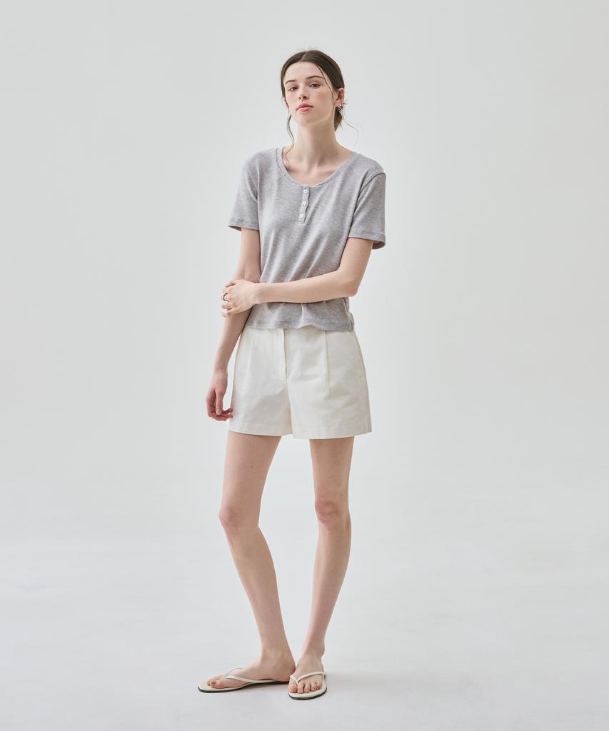 Deuloupisumeon Bay Henley Neck Short Sleeve T-Shirt [L.Grey]