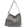 Retro literary handbag simple small fresh striped shoulder bag casual fashion large capacity shopping bag