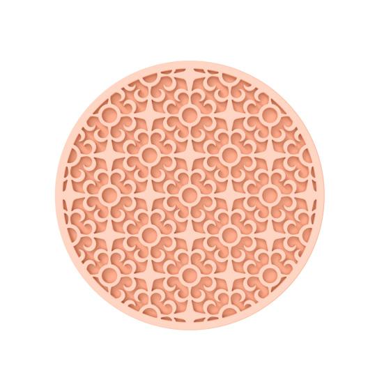 Retro Patterned Silicone Coaster Heat Insulation Easy To Clean Reusable Vintage Round Soft Coaster