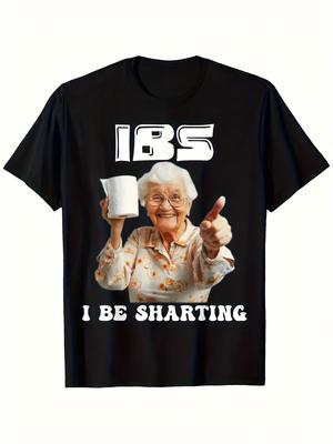 Interesting IBS "I'm Pooping" Pattern T-shirt - The Perfect Gift for Christmas and Valentine's Day, Humorous Print Daily T-shirt
