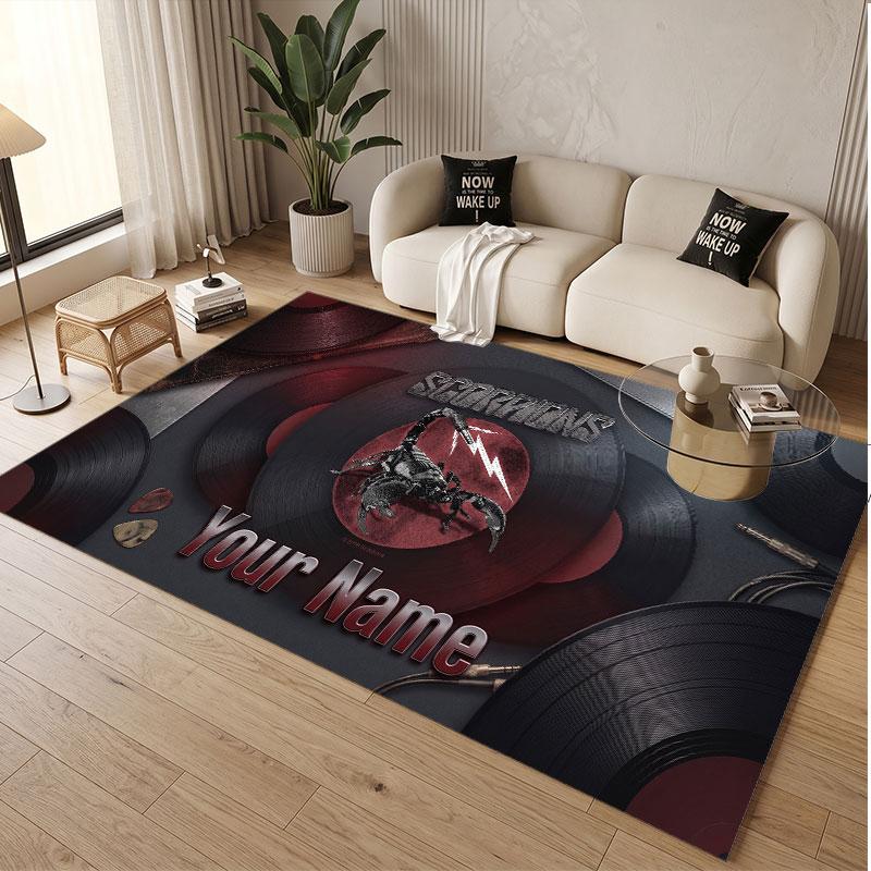 Custom Rug Scorpions Pattern Print Name Text Soft Non‑Slip Floor Carpet for Home Indoor Decoration