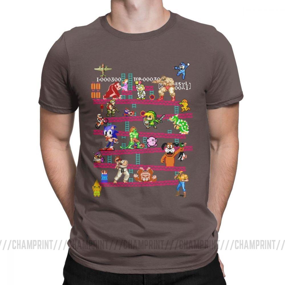 Men Arcade Game Collage T Shirts Console Game Vintage Style Tee Shirt Classic La Camiseta
