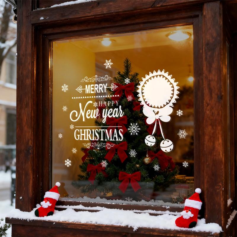 White Christmas Electrostatic Stickers for Shop Window Decorations and Shopping Mall Festive Atmosphere Glass Door Stickers