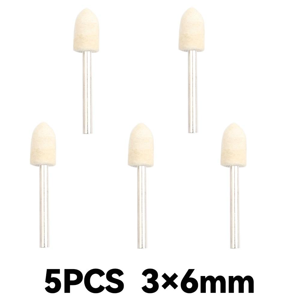 10Pcs/5Pcs Wool Felt Mounted Polishing Buffing Wheel OD 3-10mm Grinding Head for Dremel Drill Rotary Tool 3mm Shank
