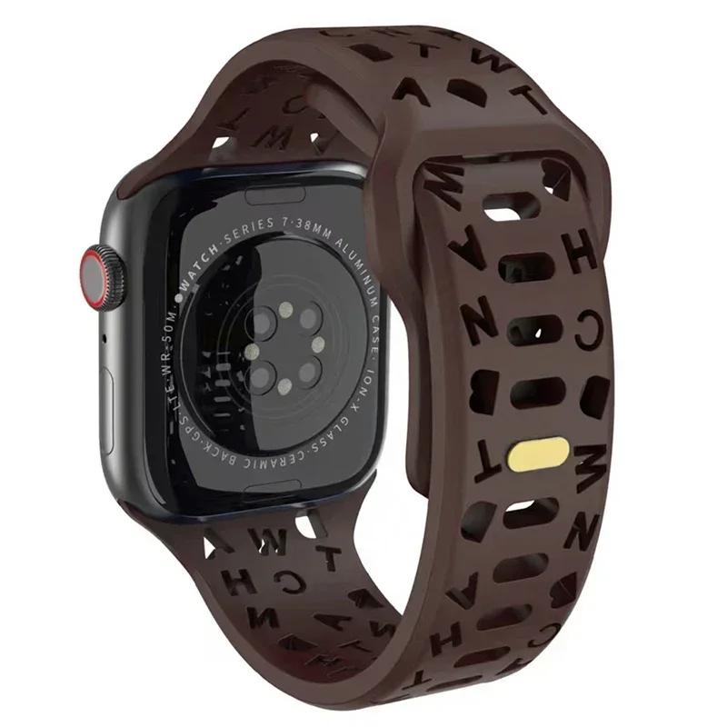 Silicone Sport Band For Apple Watch ultra Band 49mm 40mm 41mm 42mm 49mm 44mm 45mm Rubber correa Strap iwatch series 11 10 9 8 7 Ultra 3 2 1