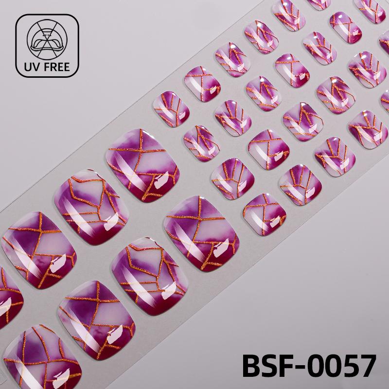 Popular Style New 3D Waterproof Nail Sticker Plastic UV Free Nail Wraps Toe Wraps