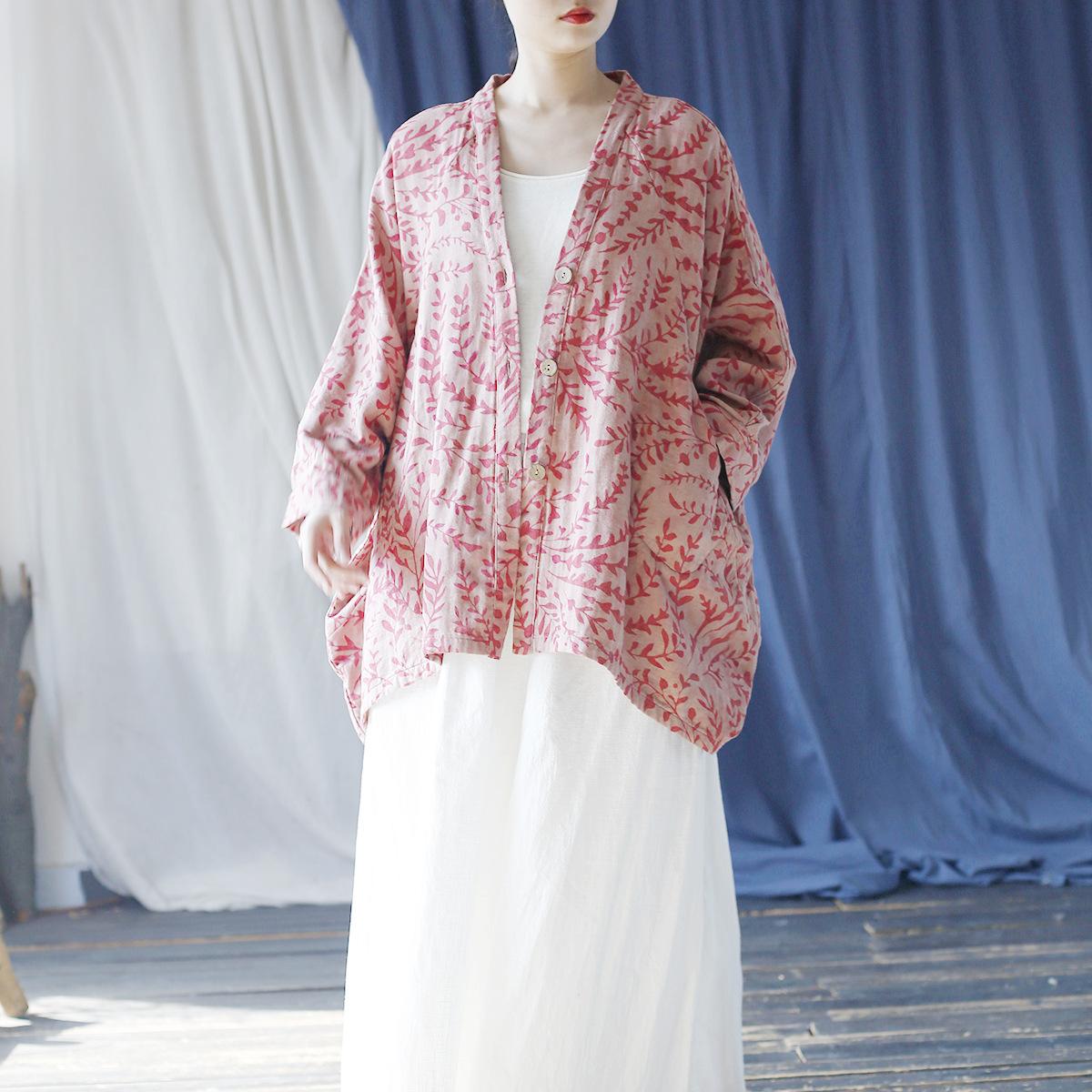 

Пальто Johnature Vintage Style с V-образным вырезом и длинными рукавами, женское зимнее повседневное пальто в стиле ретро с принтом One Size красный