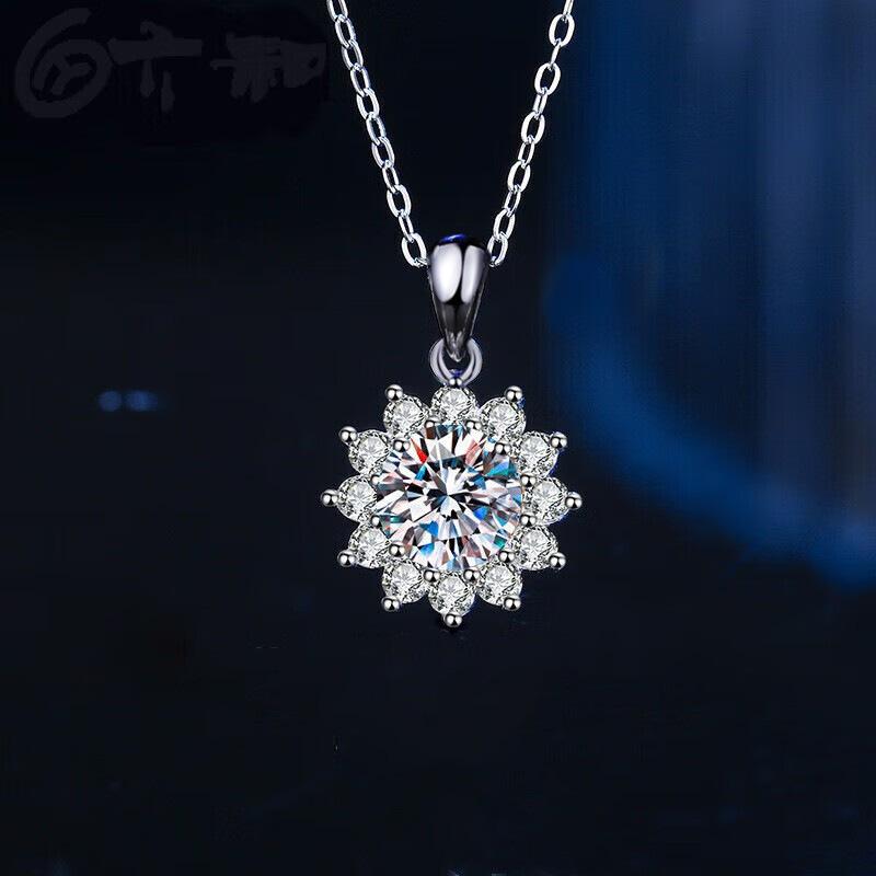 

1-5ct Moissanite Tennis Necklace for Woman Wedding Jewely with Certificate 925 Sterling Sliver Plated 18k White Gold Necklace Moissanite&1ct(6.5mm)