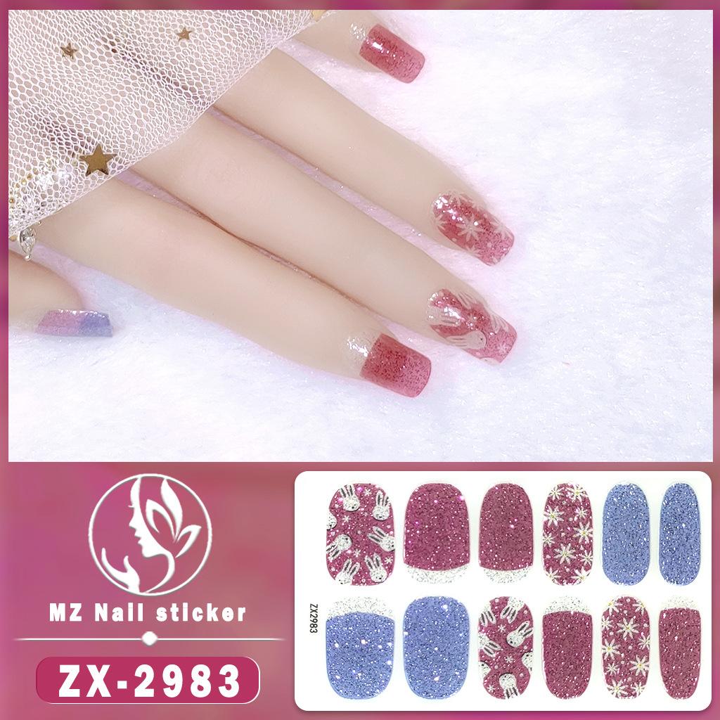 12-finger White No-Bake Nail Decal Fully Coated with Waterproof Long-lasting Nail Patch Simple Wind Nail Polish Adhesive
