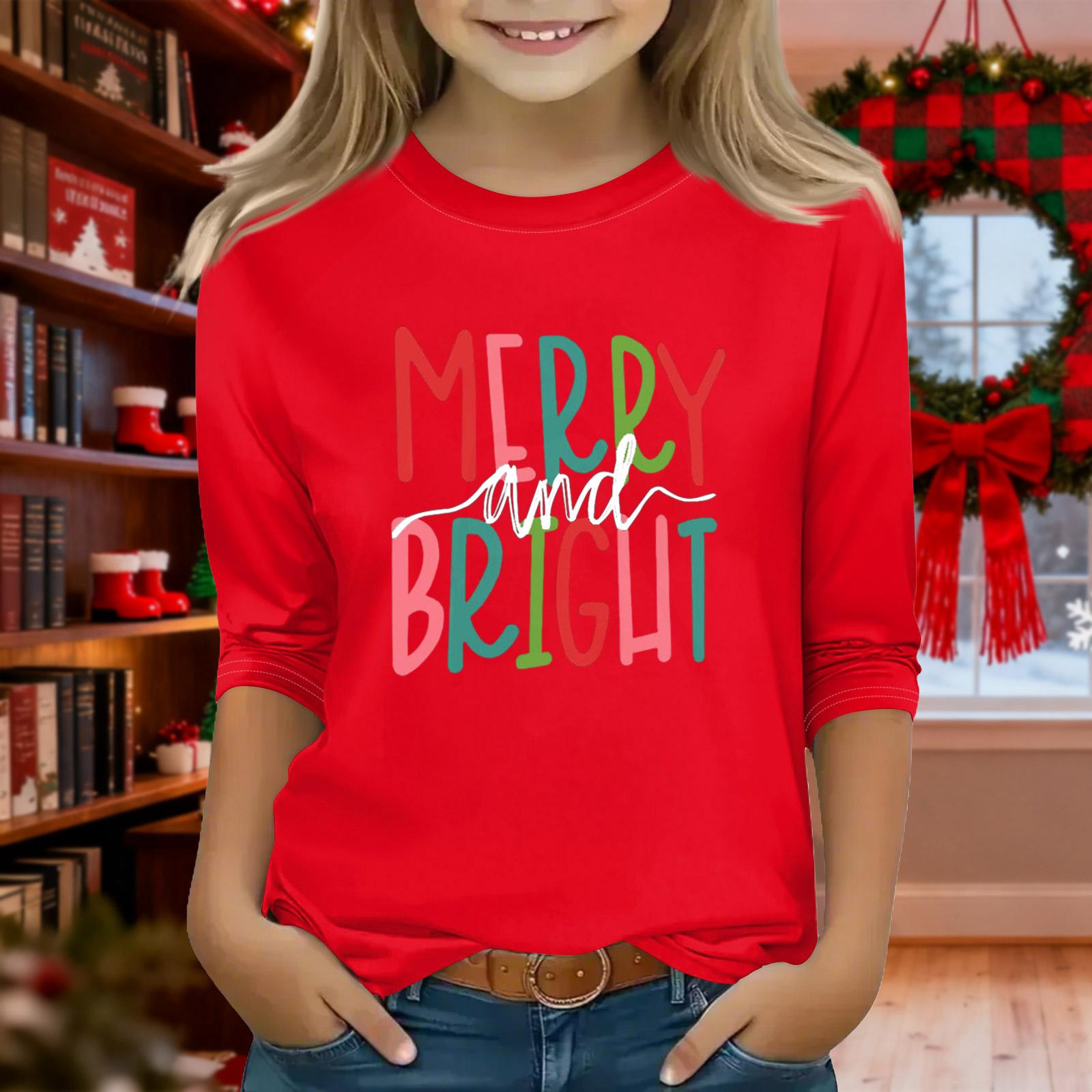 

Принти Футболки Для Дівчат-Підлітків З Круглим Вирізом та Рукавами 3/4 Модні Топи Футболки для Комплекту 120