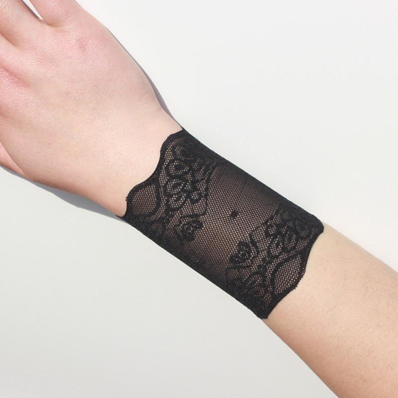 

Wristband Summer Tattoo-Covering Oversleeve Wrist Accessories Sheath Women Scar-Covering Jewelry Lace Mesh Cuff Gloves for Men Black 8cm One size