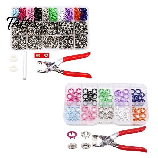 Metal Snaps for Pet Accessories 9.5mm Snap Button Kit with Pliers, 200 Sets 100 Fasteners, DIY Clothing Repair 5-Claw Buttons in 10 Colors Fabric,