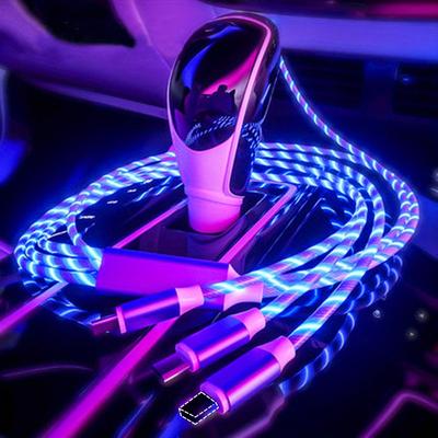 Cavi dati 3 in 1 Cavi dati Streaming Light Cavi dati LED Soft Light Multi Head Cool Cavo di ricarica rapida per telefono cellulare