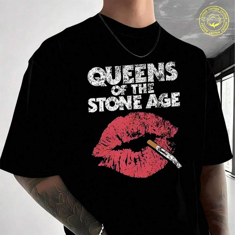 Queens Of The Stone Age Hipster Men's Women Summer Cotton T-shirt Moto Short Sleeved Casual Bas