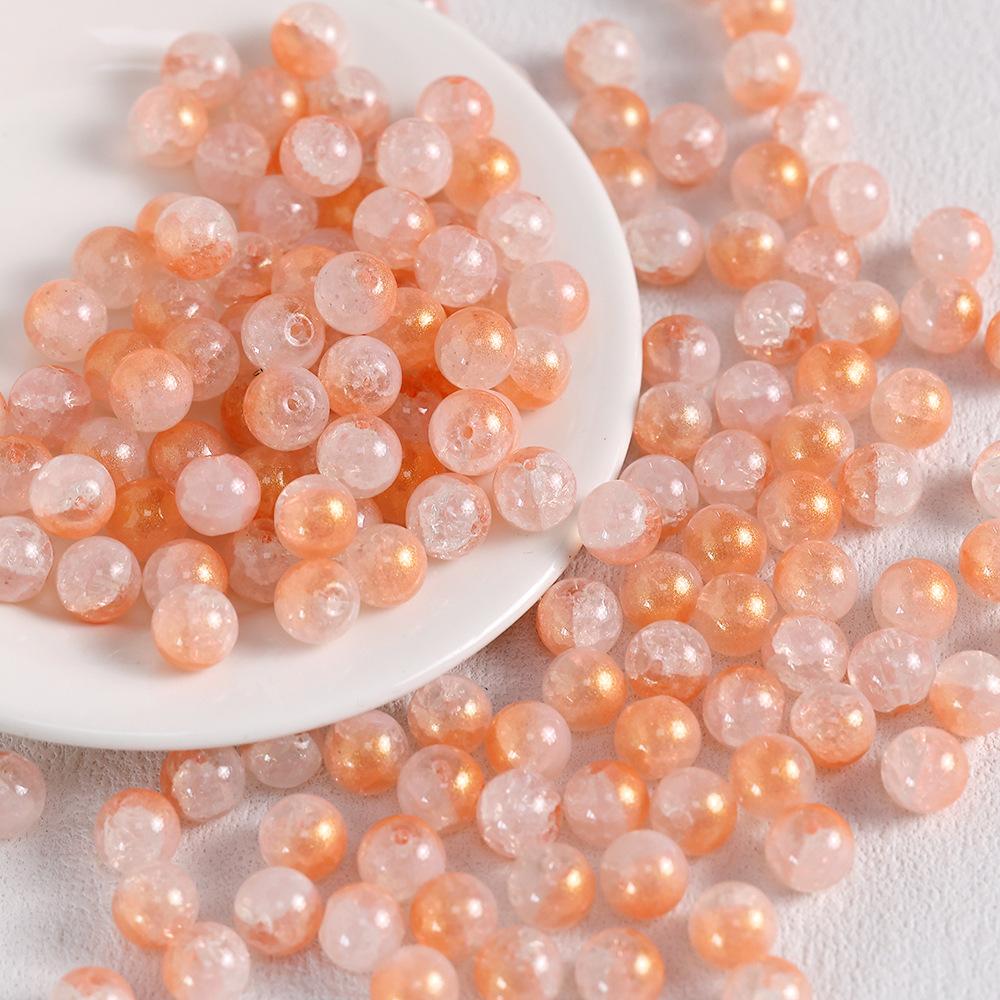 Yori 40pcs 10mm Imitation Crack Glass Beads Round Loose Spacer Beads for Jewelry Making DIY Bracelets Phone Chain Accessories