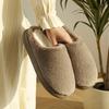 Warm and Comfortable Thickened Men's/Women's Solid Color Plush Slippers with Faux Fur Lining, Autumn and Winter Soft Sole Comfortable Home Slippers