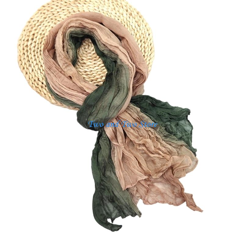 HX6F Stylish Pleated Scarf Soft Wrinkle Texture Unisex Neck Accessory For Cold Weather Casual Formal Occasion Dressingup