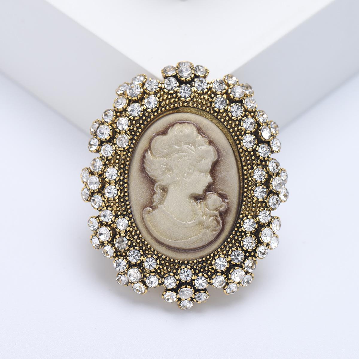 Модная ретро-брошь серии «Голова», креативная брошь из сплава с бриллиантами, темпераментные аксессуары высокого класса, корсаж золотой