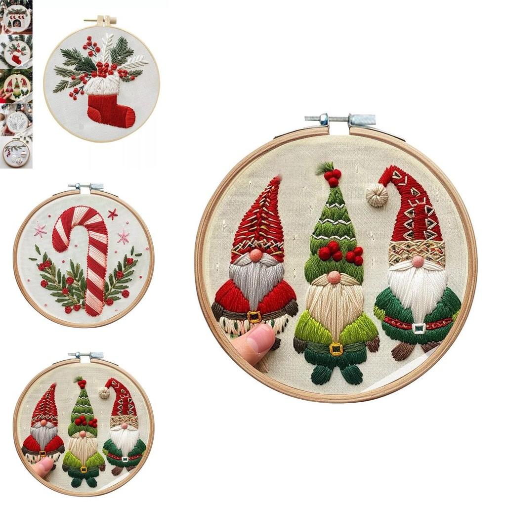 Christmas Embroidery Kit Featuring Unique Floral And Leaf Designs Perfect For Holiday Decor Projects